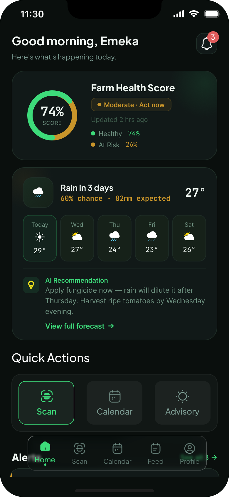 Cultivar app screen